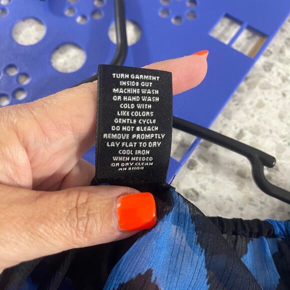 New Directions 2x bright blue and black blouse semi sheer plus size - Picture 10 of 13